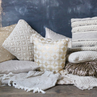 Cream and Gold Pillows and Blankets Cozy Wedding Decor