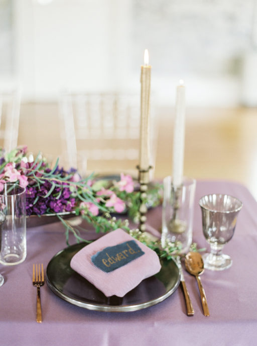 Lavendar, Gold, Navy, Elegant Table Display