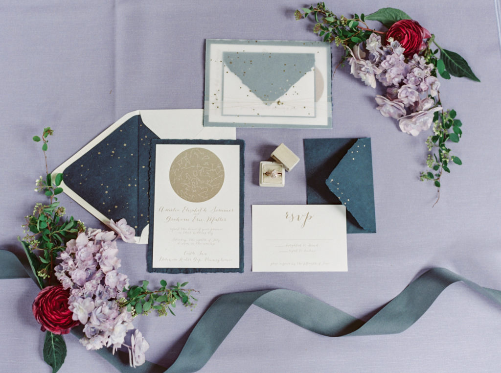 Lavendar and Navy stationary shot