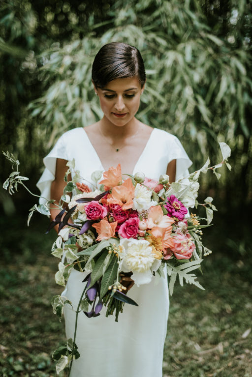 Pink, Coral, Greenery, Organic Bridal Bouquet