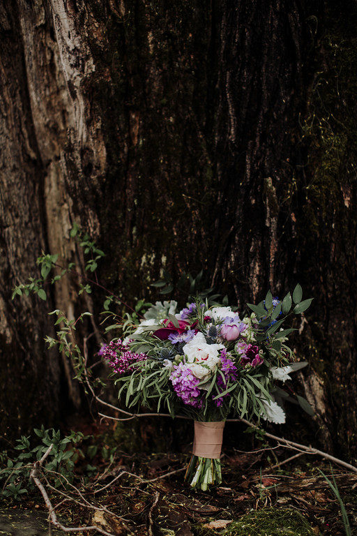 Medieval stone purple wedding bridal bouquet