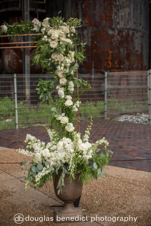 Industrial green and white arbor