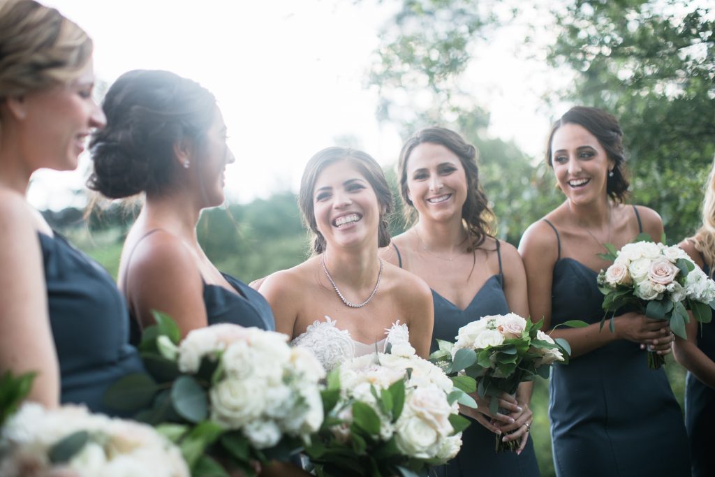 blush, cream, green, light and airy, classic wedding bridesmaids