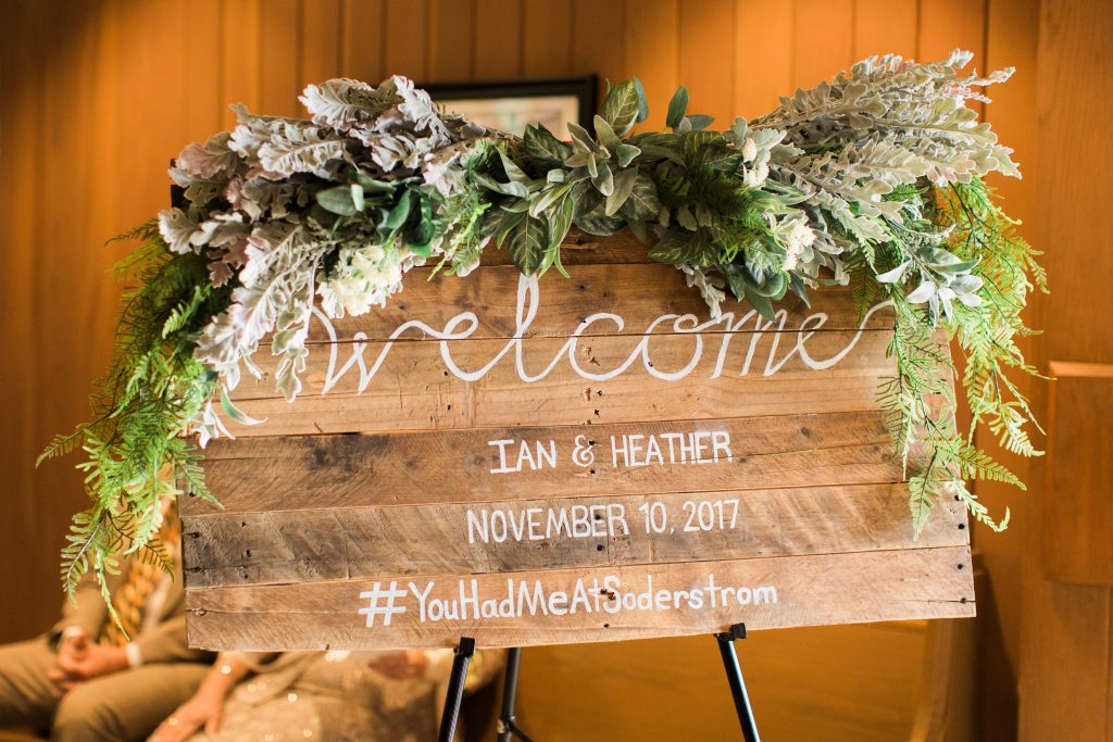 Green, white, cream, blush, eucalyptus, wedding welcome sign greenery swag