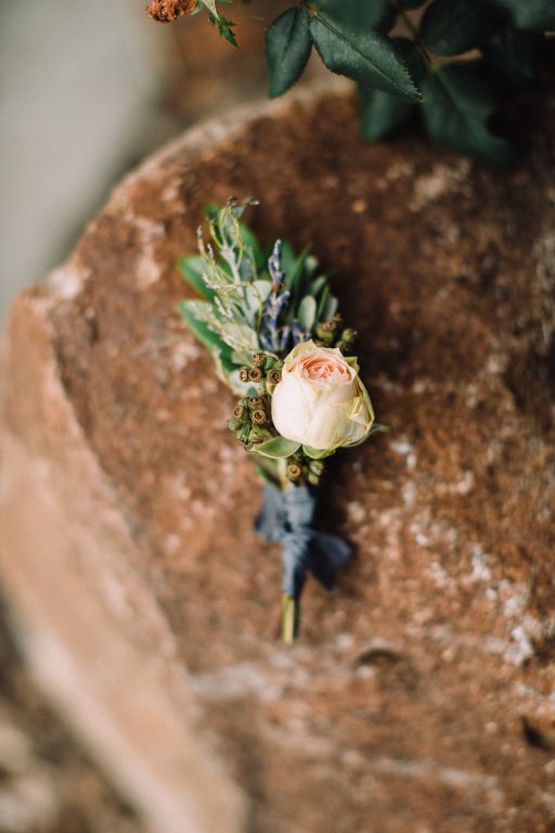 Whimsical, fall, autumn, jewel tones, gardeny, greenery, purples, blues, organic, wedding, boutonniere