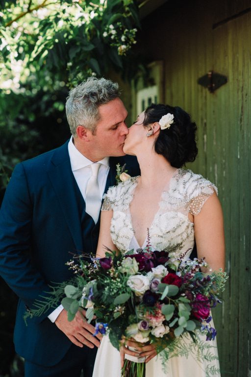 Whimsical, fall, autumn, jewel tones, gardeny, greenery, purples, blues, organic, wedding, bride and groom.