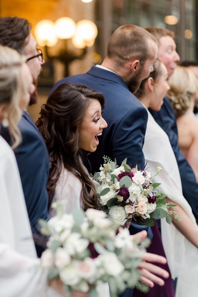 grey-green, plum, cream and a hint of blush, traditional, modern, winter wedding, roses, spray roses, ranunculus, bride and bridesmaids, bouquets.