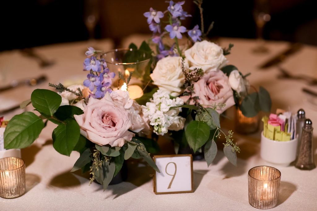 warm, loving, striking and fashionable, artistic, fall wedding, navy, slate bluish, pewter, blush, cream, greenery, texture, botanical, asymmetrical, reception, centerpiece arrangement, ballroom.