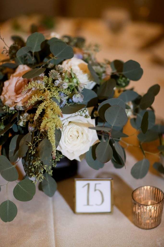 warm, loving, striking and fashionable, artistic, fall wedding, navy, slate bluish, pewter, blush, cream, greenery, texture, botanical, asymmetrical, reception, centerpiece.