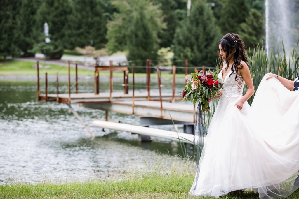 Ethereal, romantic, woodland, burgundy, blush, plum, organic florals, bride and groom.