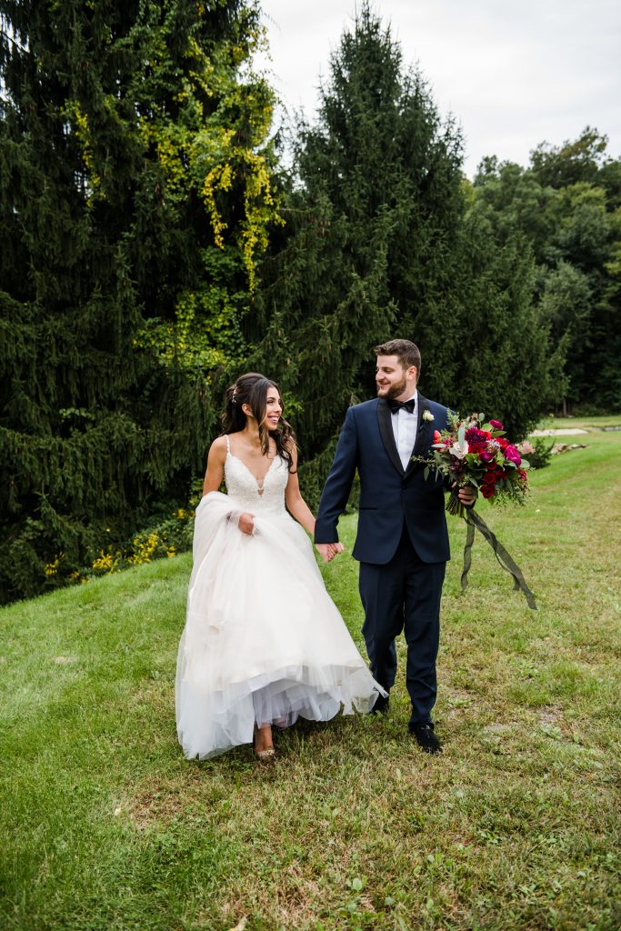 Ethereal, romantic, woodland, burgundy, blush, plum, organic florals, bride and groom.