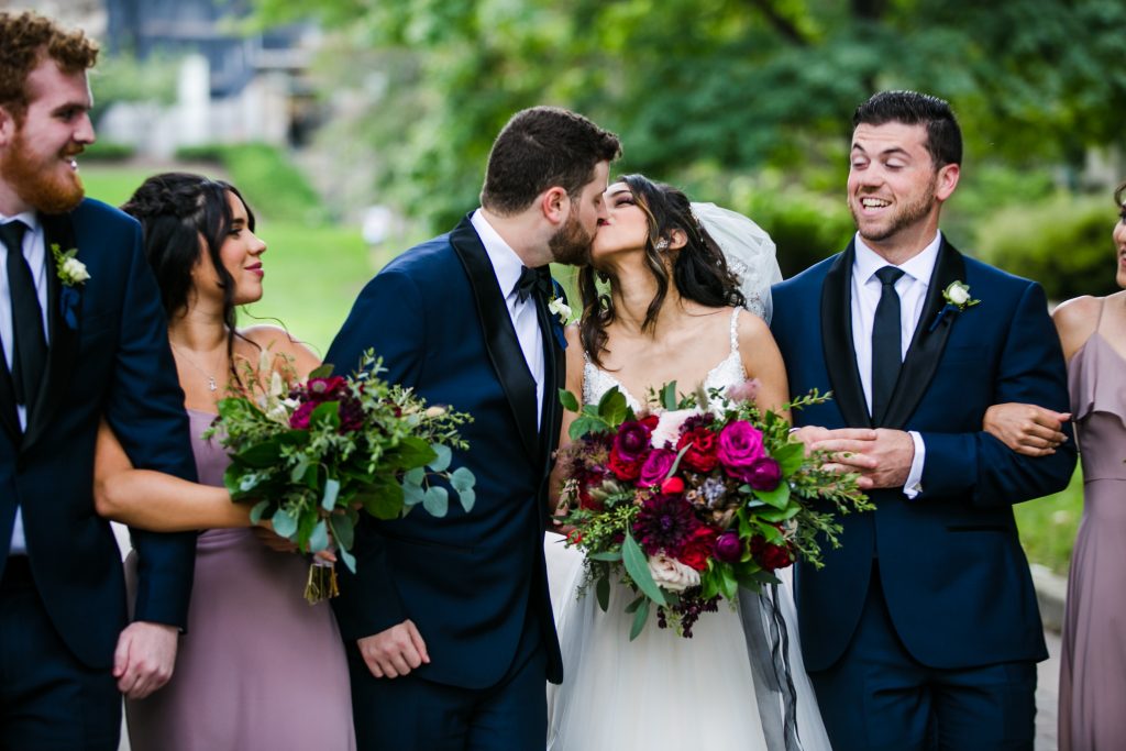 Ethereal, romantic, woodland, burgundy, blush, plum, organic florals, bridal party.