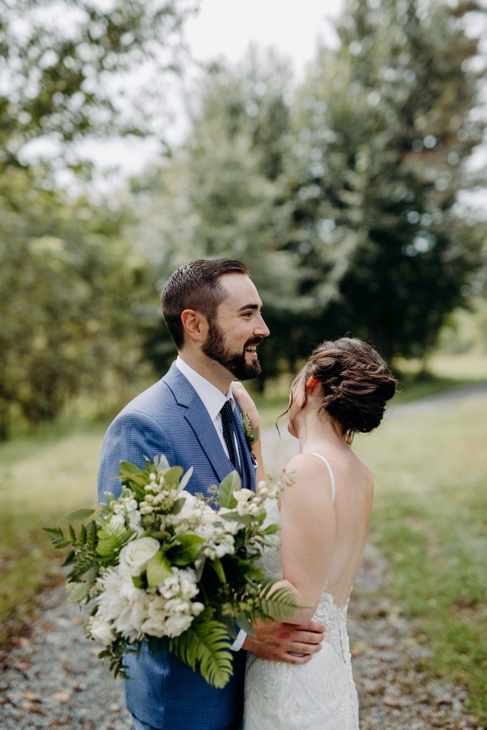 Summer wedding, fun, party of the summer, greens, ferns, forest greens, rose gold, copper, cream, bride and groom.