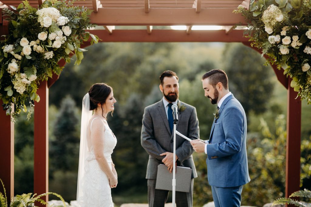 Summer wedding, fun, party of the summer, greens, ferns, forest greens, rose gold, copper, cream, ceremony.