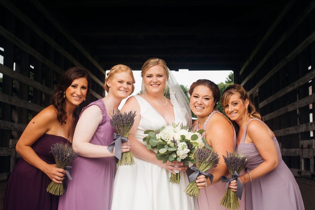 Fall wedding, lehigh valley wedding, golf course wedding, rustic barn, lavender, wheat, casual, laid back, floral details, bride and bridesmaids.