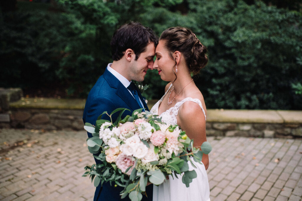 Lehigh Valley wedding, lehigh valley wedding florist, wedding florist, fall wedding, september wedding, romantic, down to earth, big party, Cream, greenery, blush, pale peach, rose gold, bride and groom.