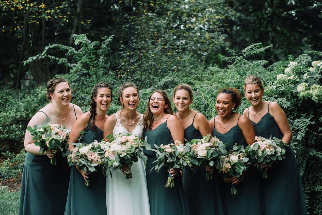 Lehigh Valley wedding, lehigh valley wedding florist, wedding florist, fall wedding, september wedding, romantic, down to earth, big party, Cream, greenery, blush, pale peach, rose gold, bride and groom.