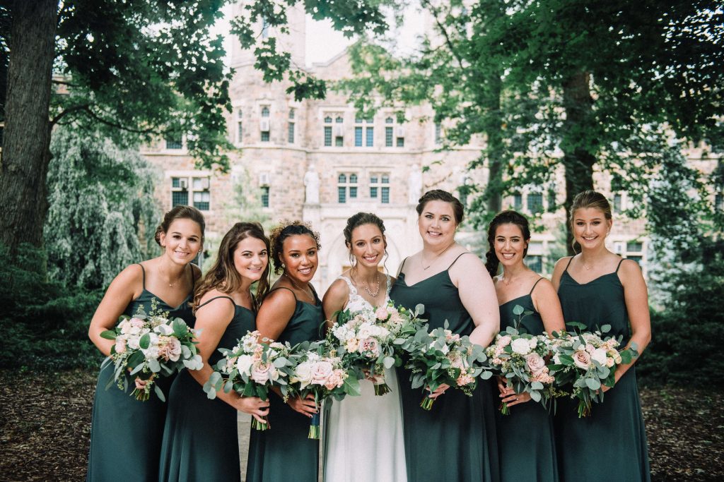 Lehigh Valley wedding, lehigh valley wedding florist, wedding florist, fall wedding, september wedding, romantic, down to earth, big party, Cream, greenery, blush, pale peach, rose gold, bride and groom.