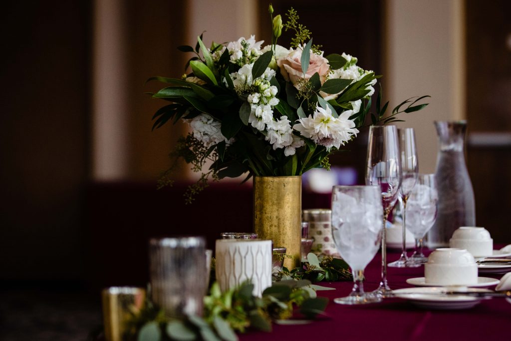 Lehigh Valley wedding, lehigh valley florist, romantic, simple, wine, burgundy, blush, cream, fall wedding, white and blush, reception.